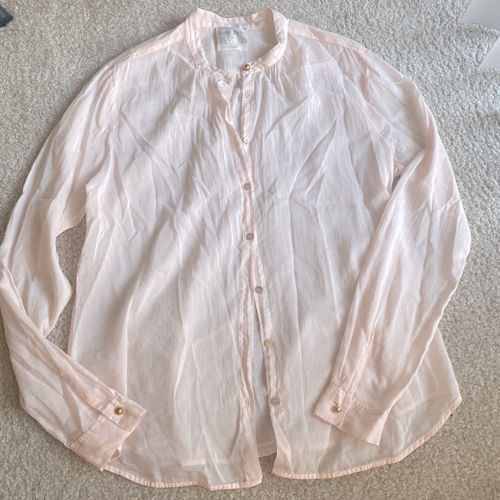 Semi Sheer Button Up Blouse - image 1
